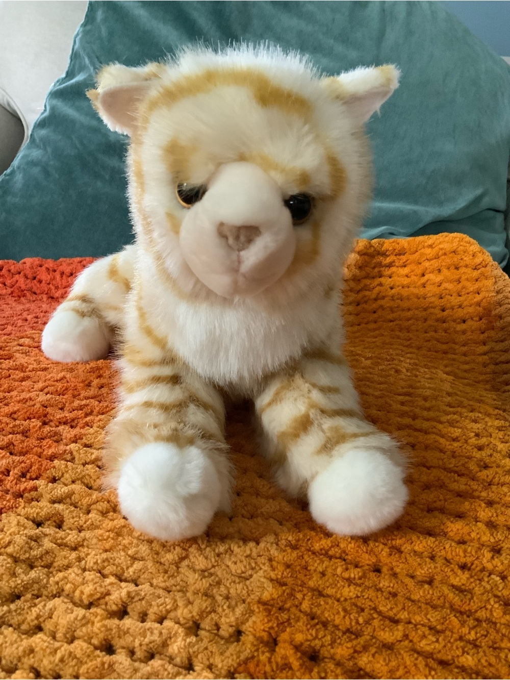 Plush Small Pet Toy - Cream and Orange Striped Cat Plush